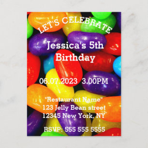 Postal Jelly Beans 5º Cumpleaños Caramelo Dulce Colorido 