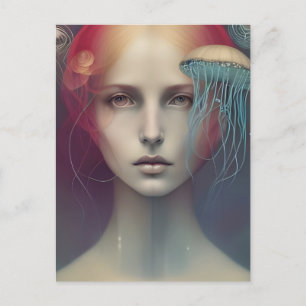 Postal Jellyfish Fantasy Woman