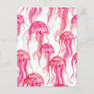 Postal Jellyfish Pink Watercolour Ocean Life
