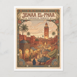 Postal Jemaa el-Fnaa Marrakech Marruecos