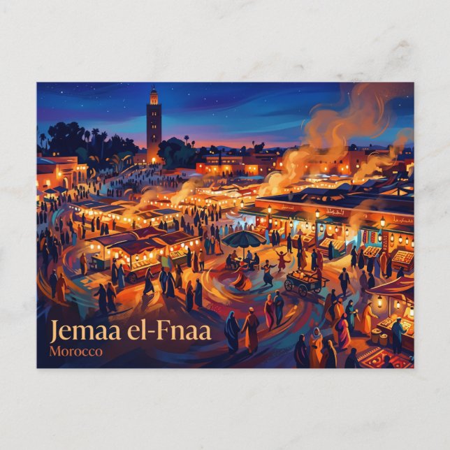 Postal Jemaa el-Fnaa Marruecos (Anverso)