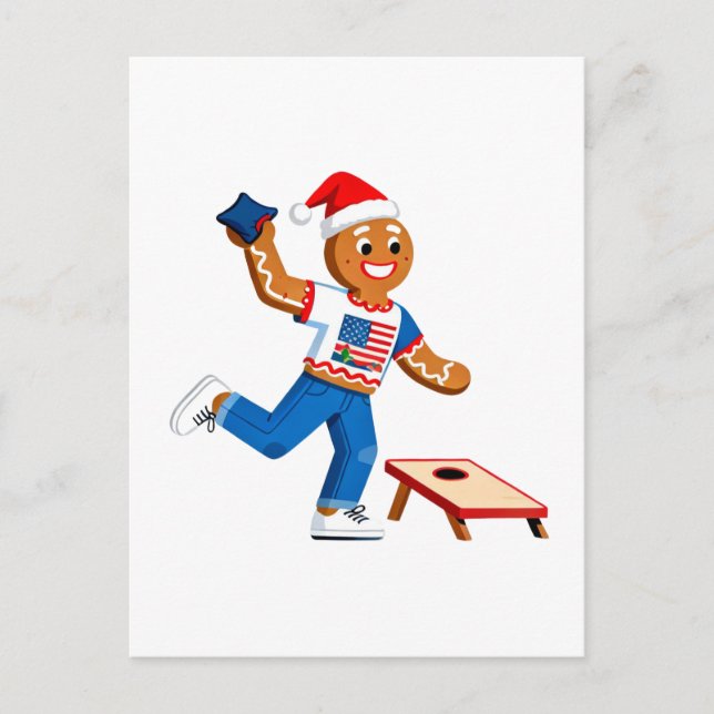 Postal Jengibre Cornhole Navidad 2026 Fiesta de Previa de (Anverso)