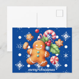Postal Jengibre Navidad Menta Azul Nombre Nieve