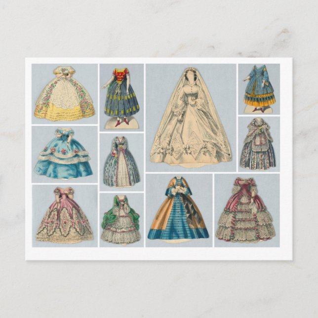 Postal Jenny Lind Paper Doll Vestidos Postcard (Anverso)