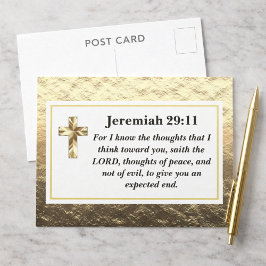 Postal Jeremiah 29:11 Classy Gold Bible Verse Postcard