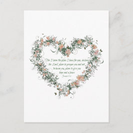 Postal Jeremiah 29:11 Flower Heart Postcard