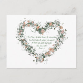 Postal Jeremiah 29:11 Flower Heart Postcard