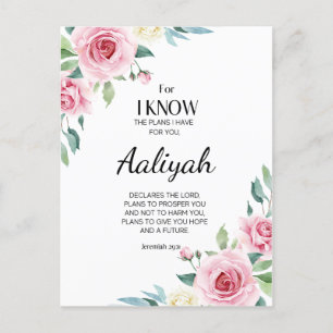 Postal Jeremiah 29:11 Rosa Rosa Personalizada