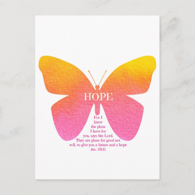 Postal Jeremiah 29 Hope Butterfly (Anverso)