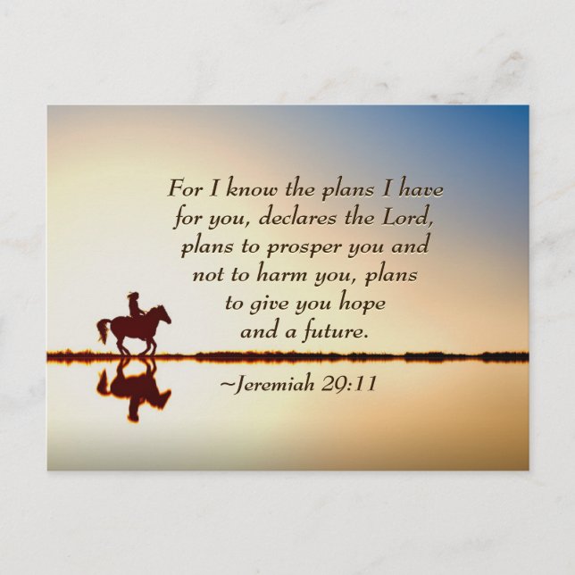 Postal Jeremías 29:11 Porque conozco los planes que tengo (Anverso)