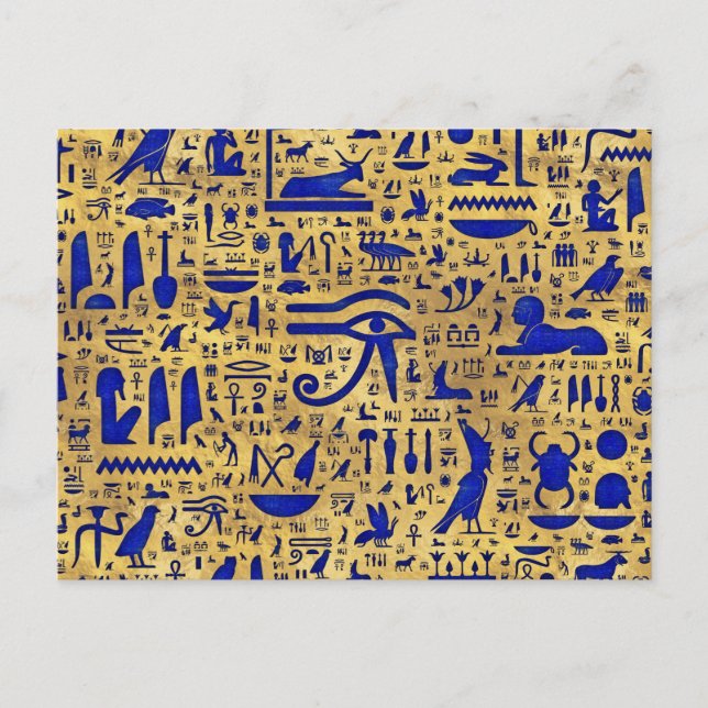Postal Jeroglífico egipcio Lapis Lazuli y Gold (Anverso)