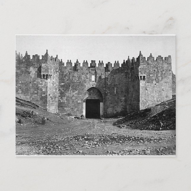 Postal Jerusalem Damascus Gate Vintage 1870 Foto (Anverso)