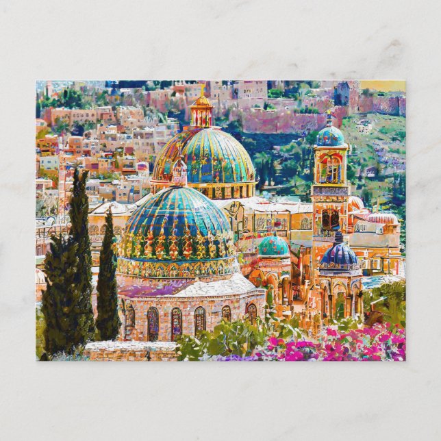 Postal Jerusalén, Ciudad Santa (Anverso)