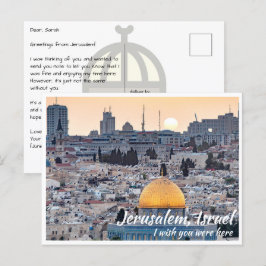 Postal Jerusalén Israel con la cúpula de la roca