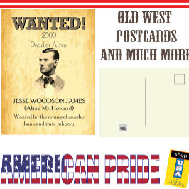 Postal Jesse James Wanted Outlaw 🚨 Wild West USA Poster