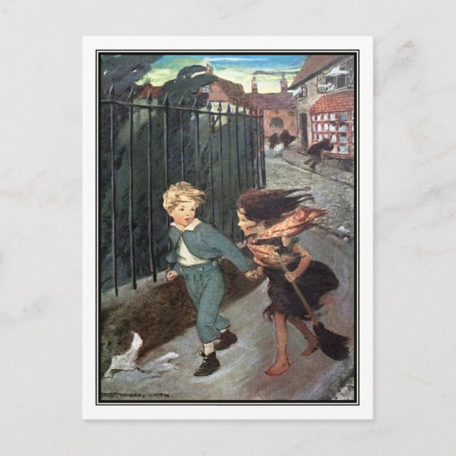 Postal Jessie Willcox Smith - Diamond and the Little Girl (Anverso)