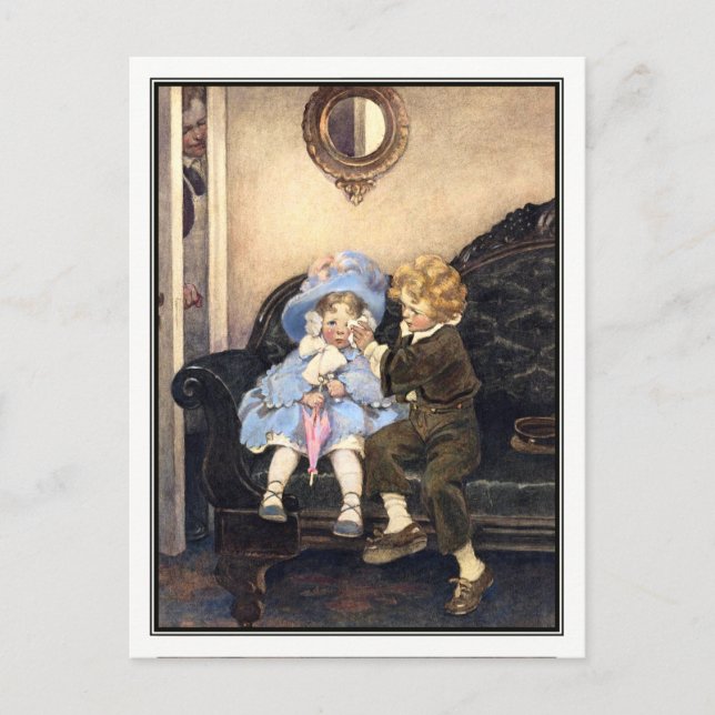 Postal Jessie Willcox Smith - La pareja fugitiva (Anverso)
