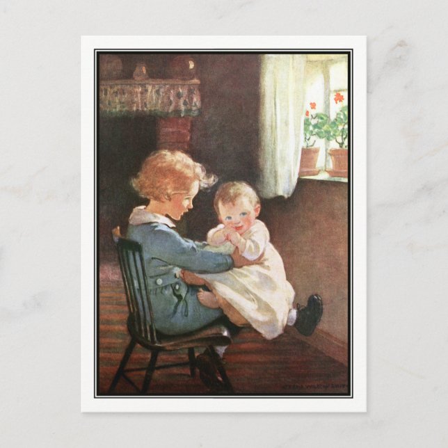 Postal Jessie Willcox Smith - Niño y niño ventilado (Anverso)