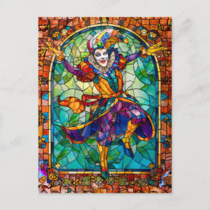 Postal Jester Clown de la Corte Medieval