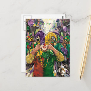 Postal Jester Feliz de Mardi Gras