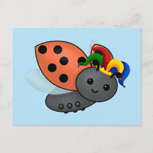 Postal Jester Ladybug Classic Round Pegatina