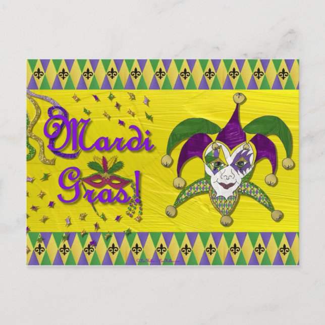 Postal Jester Mask Mardi Gras Harlequin (Anverso)