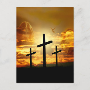 Postal Jesucristo Bendición Virgen María Dove Calvery