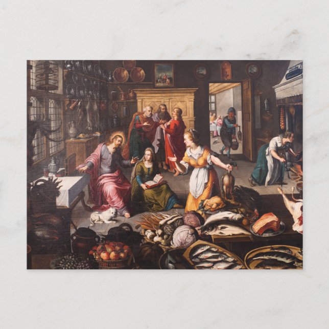 Postal Jesucristo con Marta y María - Joos Goemaere (Anverso)