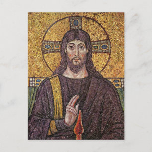 Postal Jesucristo con Mosaico de la Llama del Espíritu Sa
