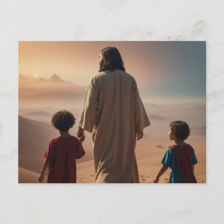 Postal Jesucristo con niños