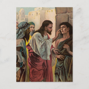 Postal Jesucristo curando al ciego