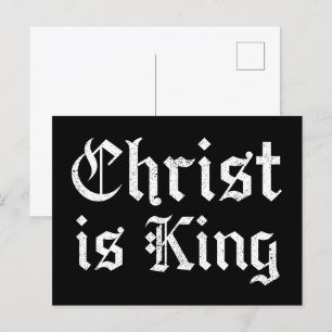 Postal Jesucristo es Rey Arte Grunge Gothic Blackletter