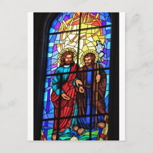 Postal Jesucristo mi pastor ventana de vidrio manchado