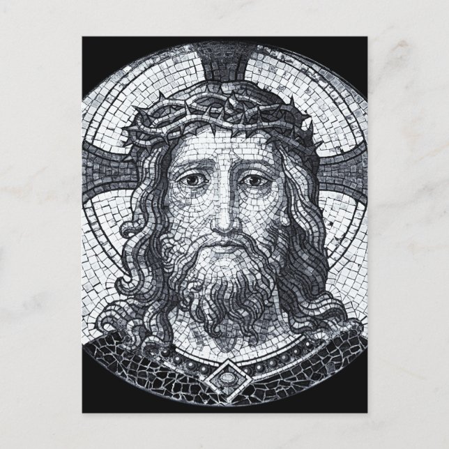 Postal Jesucristo, Mosaico, Santa Iglesia / Arte de compa (Anverso)