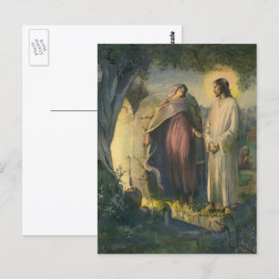 Postal Jesucristo resucitado por la tumba por ML Greer