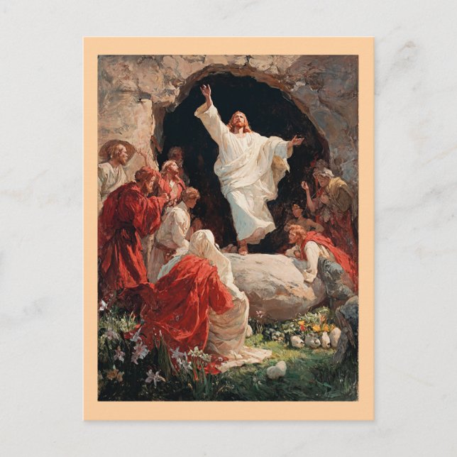 Postal Jesucristo resucitando del sepulcro, (Anverso)