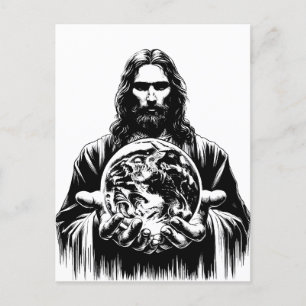Postal Jesucristo sostiene el ilustracion de arte mundial