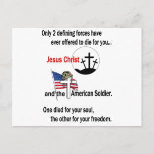 Postal Jesucristo y el soldado estadounidense