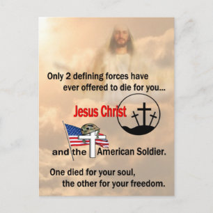 Postal Jesucristo y el soldado estadounidense