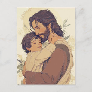 Postal Jesús Abrazando a un Niño – Ánimo de Fe
