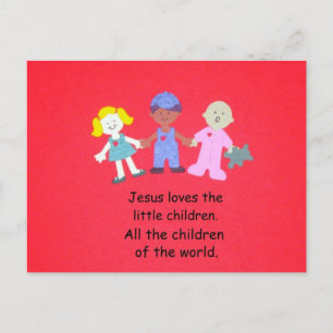 Postal Jesús ama a los niños pequeños.
