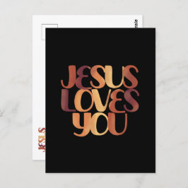 Postal Jesús ama el diseño de la tipografía cristiana