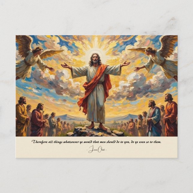 Postal Jesús Angels Y Una Multitud (Anverso)