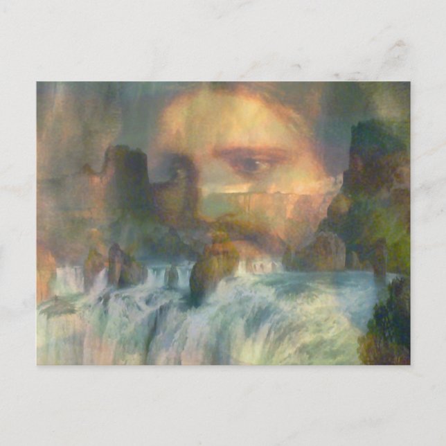 Postal Jesús, cascadas y arcoiris (Anverso)