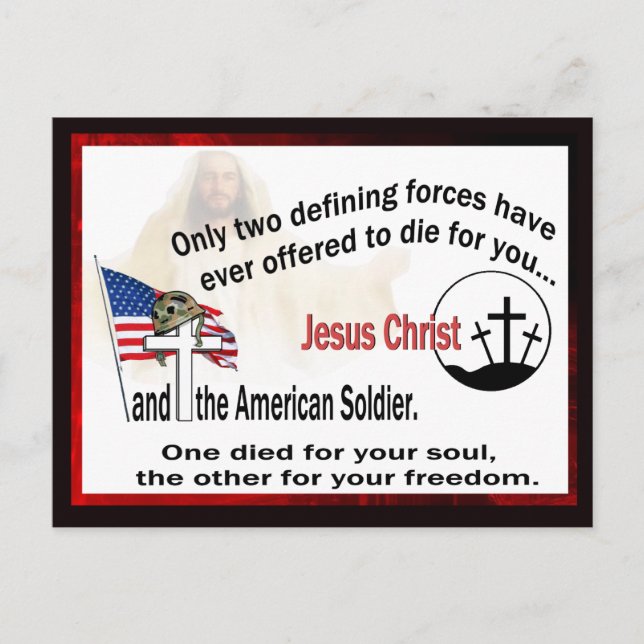 Postal Jesus Christ And The American Soldier Postcard (Anverso)