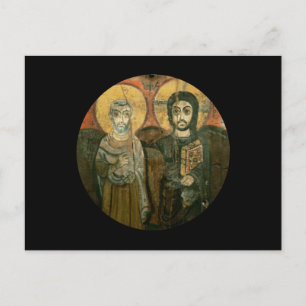 Postal Jesús con el icono copto de abad