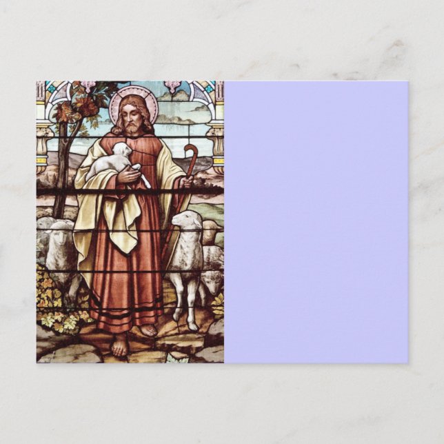 Postal Jesús con su oveja (Anverso)