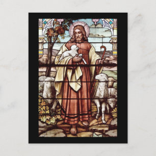 Postal Jesús con sus ovejas