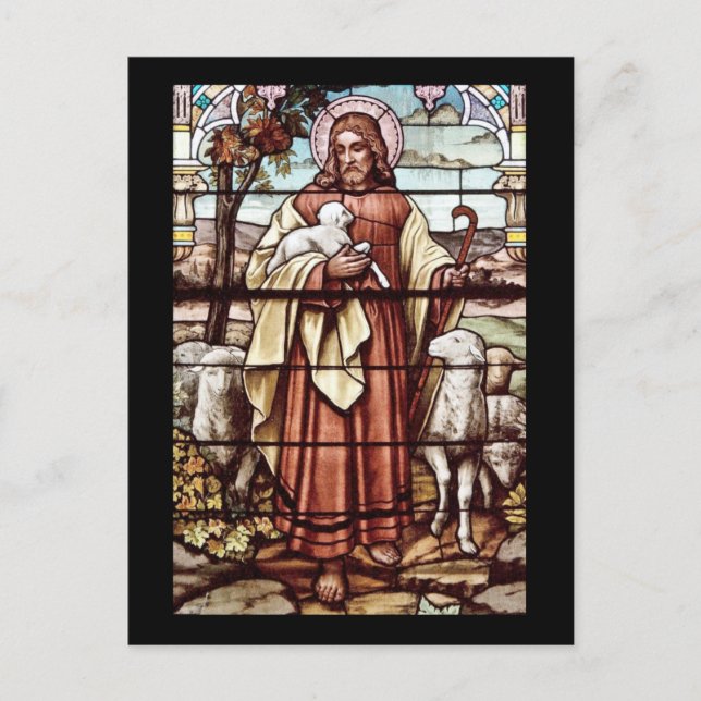 Postal Jesús con sus ovejas (Anverso)