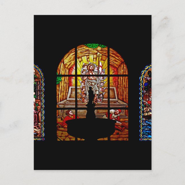 Postal jesús de vidrio manchado (Anverso)